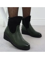 Dámské semišové boty na podpatku zelené M.Daszynski 2510