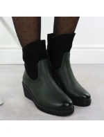 Dámské semišové boty na podpatku zelené M.Daszynski 2510