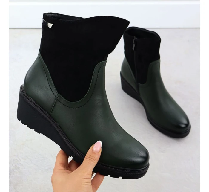 Dámské semišové boty na podpatku zelené M.Daszynski 2510 Dámské semišové boty na podpatku zelené M.Daszynski 2510