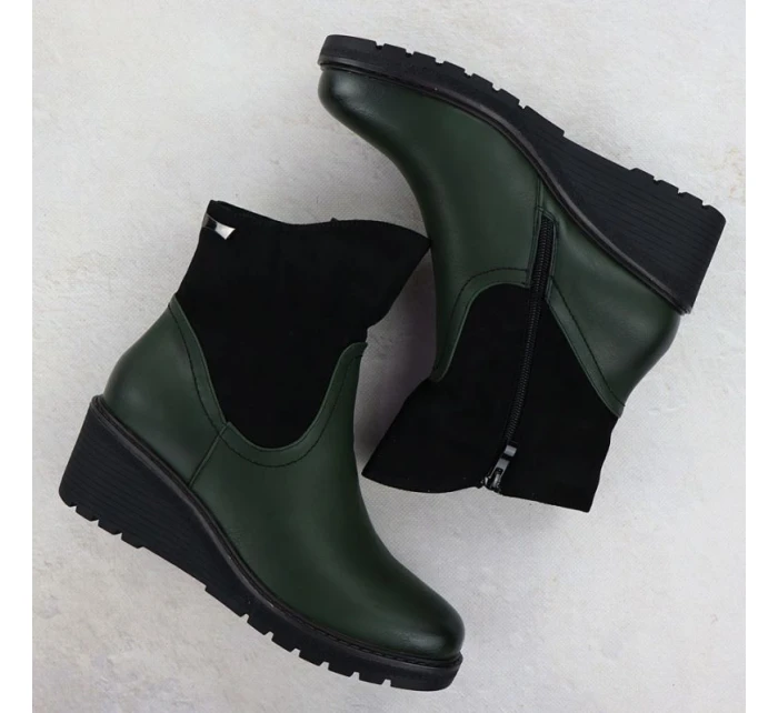 Dámské semišové boty na podpatku zelené M.Daszynski 2510 Dámské semišové boty na podpatku zelené M.Daszynski 2510