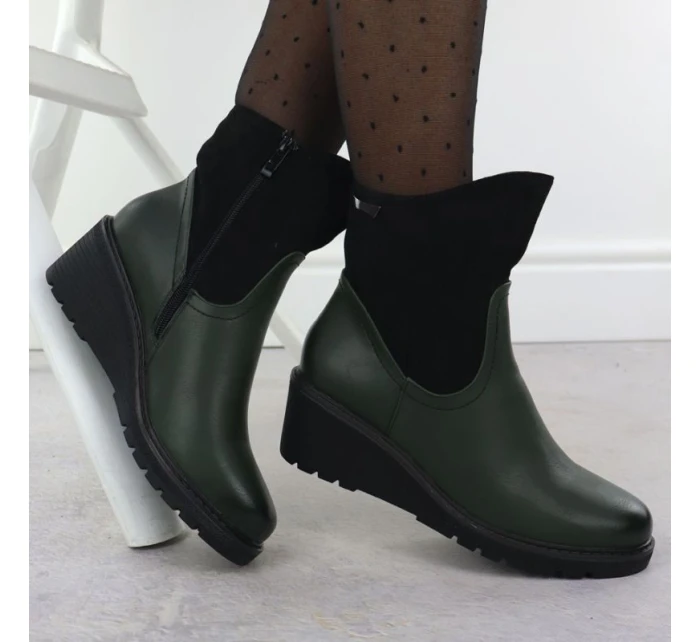 Dámské semišové boty na podpatku zelené M.Daszynski 2510 Dámské semišové boty na podpatku zelené M.Daszynski 2510