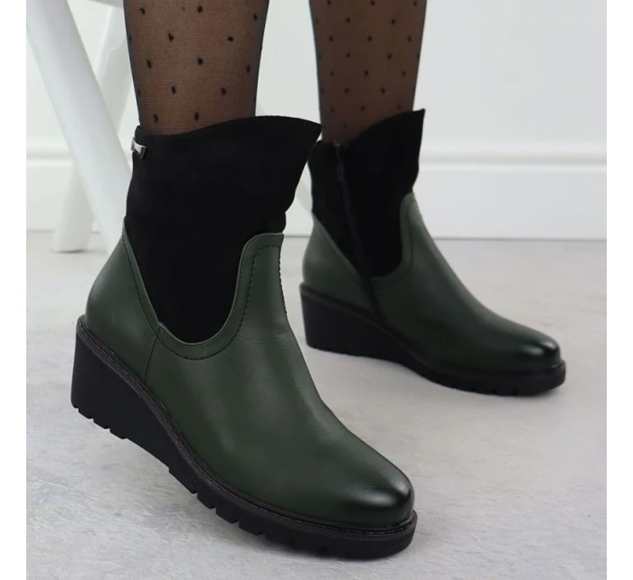 Dámské semišové boty na podpatku zelené M.Daszynski 2510 Dámské semišové boty na podpatku zelené M.Daszynski 2510