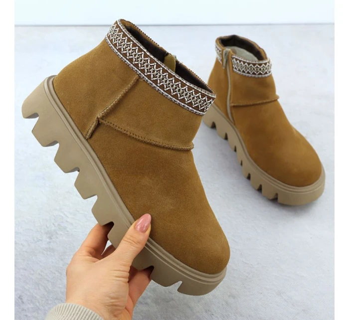 Dámské kožené boty model 21905900 se zipem - Rieker Dámské kožené boty model 21905900 se zipem - Rieker