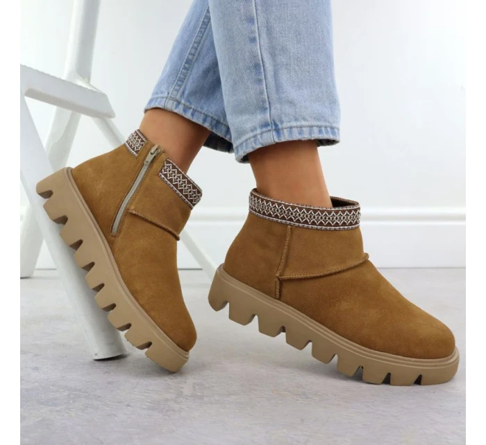 Dámské kožené boty model 21905900 se zipem - Rieker Dámské kožené boty model 21905900 se zipem - Rieker