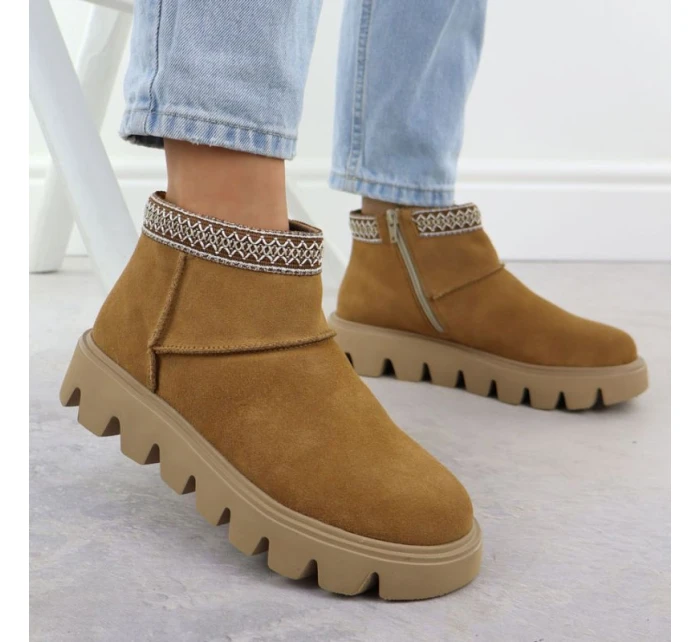 Dámské kožené boty model 21905900 se zipem - Rieker Dámské kožené boty model 21905900 se zipem - Rieker