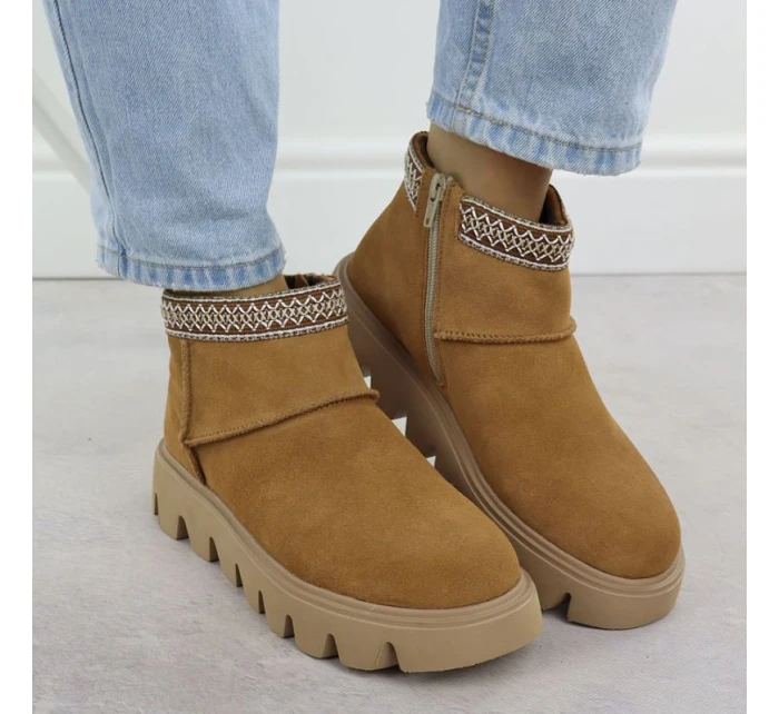 Dámské kožené boty model 21905900 se zipem - Rieker Dámské kožené boty model 21905900 se zipem - Rieker