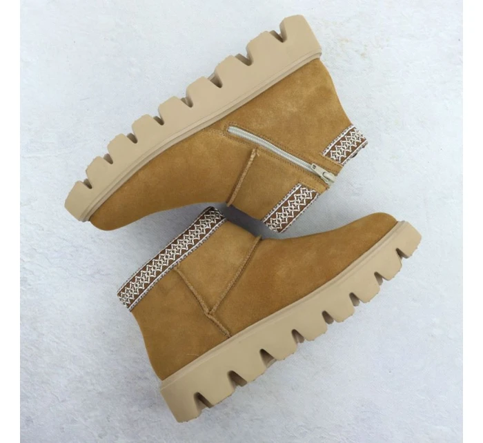 Dámské kožené boty model 21905900 se zipem - Rieker Dámské kožené boty model 21905900 se zipem - Rieker