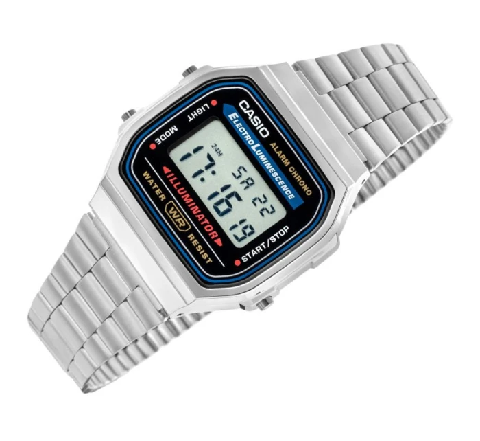 Unisex digitální hodinky Casio A168WA s náramkem z nerezové oceli, stříbrné Unisex digitální hodinky Casio A168WA s náramkem z nerezové oceli, stříbrné