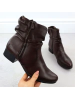 Dámské hnědé kožené boty na podpatku Rieker 78656-00