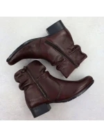 Dámské hnědé kožené boty na podpatku Rieker 78656-00