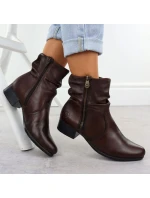 Dámské hnědé kožené boty na podpatku Rieker 78656-00