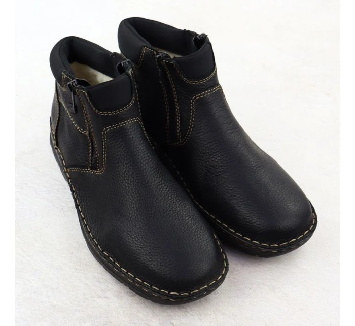 Černé pánské kožené boty na zip Rieker 05362-00 Černé pánské kožené boty na zip Rieker 05362-00