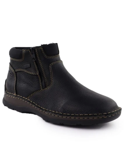 Černé pánské kožené boty na zip Rieker 05362-00 Černé pánské kožené boty na zip Rieker 05362-00