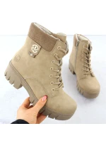 Dámské boty na klínku béžové model 21906115 - Rieker Dámské boty na klínku béžové model 21906115 - Rieker