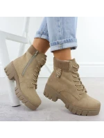 Dámské boty na klínku béžové model 21906115 - Rieker Dámské boty na klínku béžové model 21906115 - Rieker