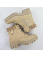 Dámské boty na klínku béžové model 21906115 - Rieker Dámské boty na klínku béžové model 21906115 - Rieker