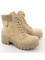 Dámské boty na klínku béžové model 21906115 - Rieker Dámské boty na klínku béžové model 21906115 - Rieker