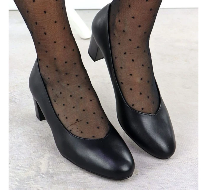 Dámské nízké lodičky na jehlovém podpatku černé Sergio model 21906133 - LEONE Dámské nízké lodičky na jehlovém podpatku černé Sergio model 21906133 - LEONE