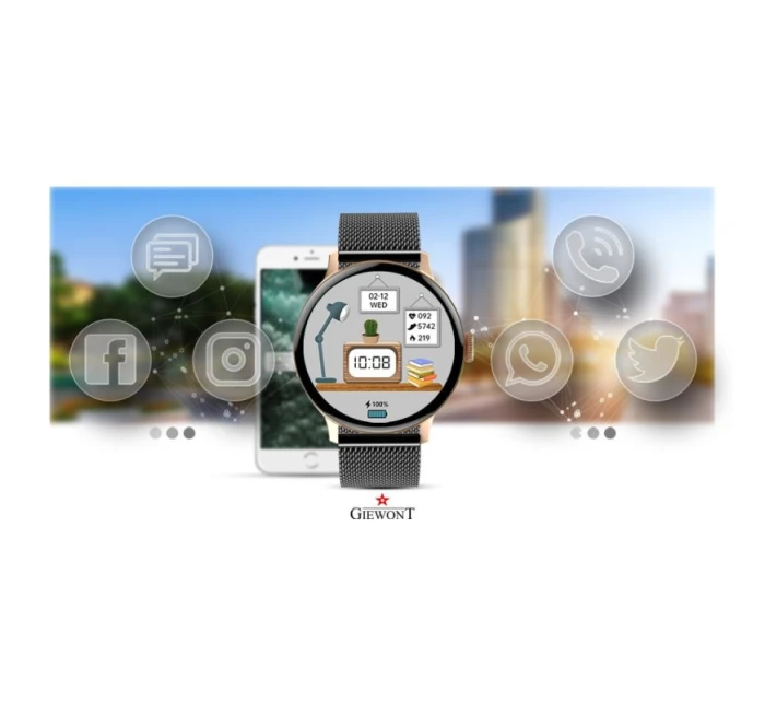 Dámské chytré hodinky Rose Gold Black model 21804755 - Giewont Dámské chytré hodinky Rose Gold Black model 21804755 - Giewont