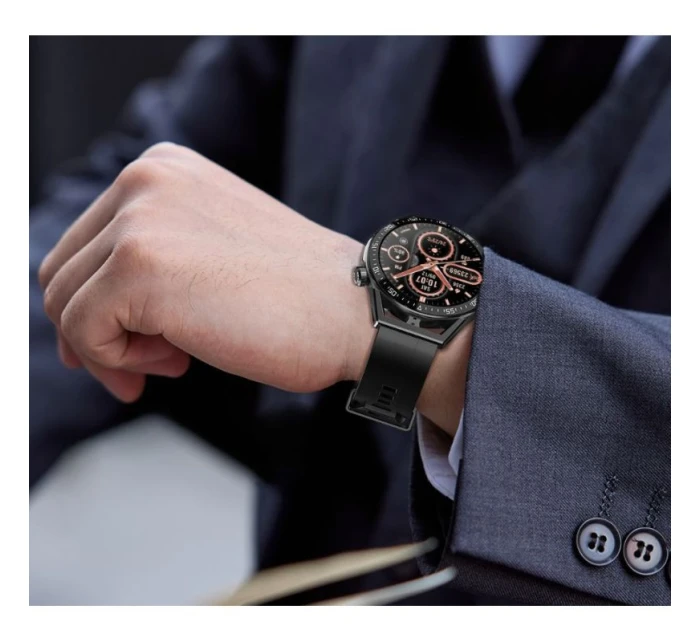 Černý silikonový řemínek + černý kožený řemínek model 21804953 - RUBICON Černý silikonový řemínek + černý kožený řemínek model 21804953 - RUBICON