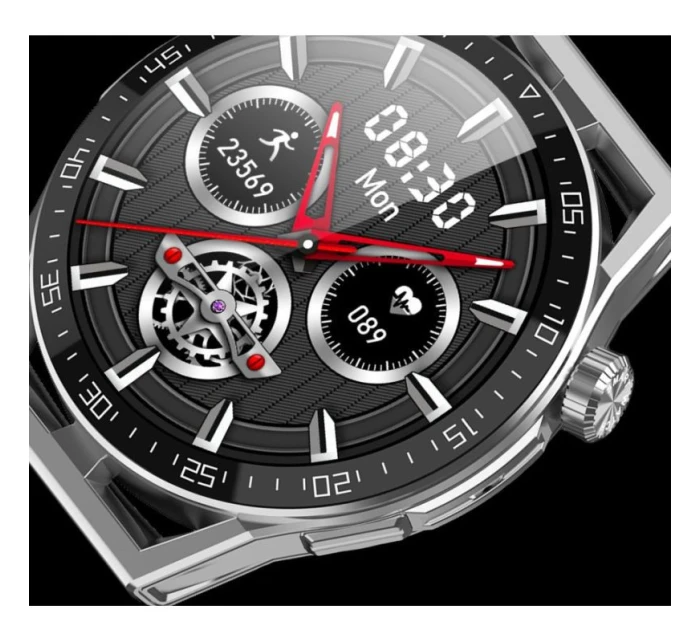 Chytré hodinky Černý silikonový řemínek + černý náramek model 21804955 - RUBICON Chytré hodinky Černý silikonový řemínek + černý náramek model 21804955 - RUBICON