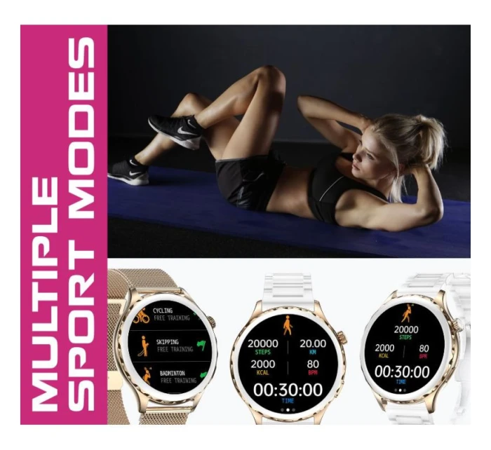 Dámské chytré hodinky Gold + Strap Pink model 21804967 - RUBICON Dámské chytré hodinky Gold + Strap Pink model 21804967 - RUBICON