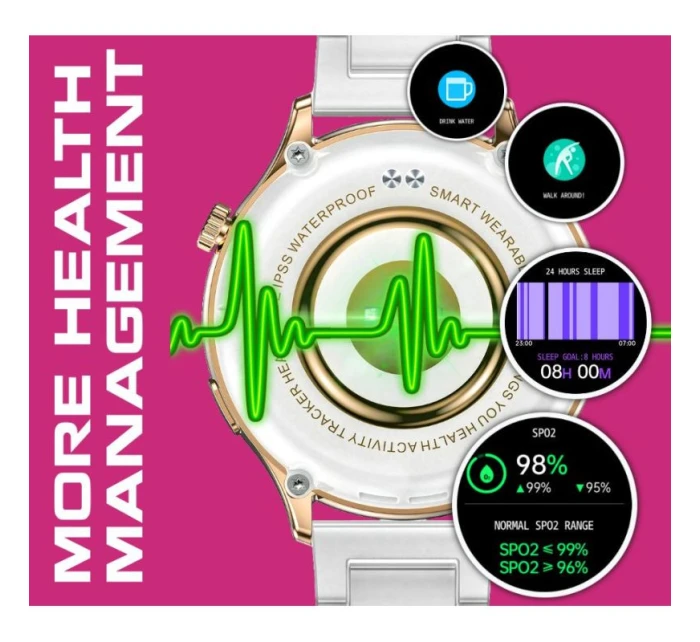 Dámské chytré hodinky Gold + Strap Pink model 21804967 - RUBICON Dámské chytré hodinky Gold + Strap Pink model 21804967 - RUBICON