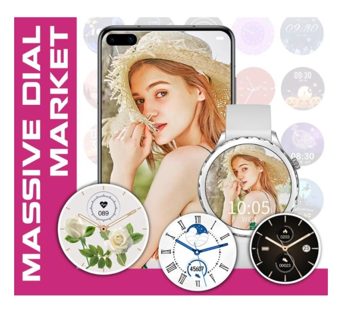 Dámské chytré hodinky Gold + Strap Pink model 21804967 - RUBICON Dámské chytré hodinky Gold + Strap Pink model 21804967 - RUBICON