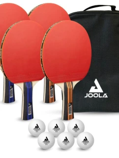 JOOLA FAMILY SADA NA STOLNÍ TENIS 4 SOUTĚŽNÍ RAKETY 6 MÍČKŮ PRO POKROČILÉ