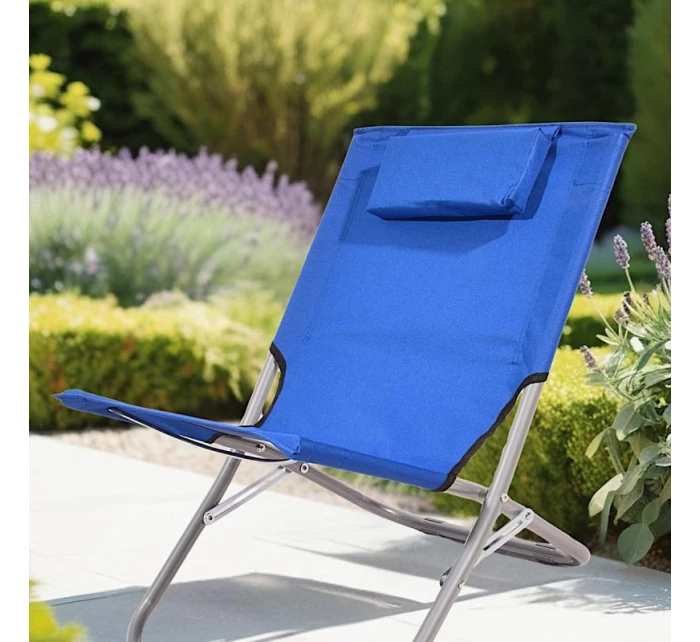 SKLÁDACÍ PLÁŽOVÉ LEHÁTKO S OPĚRKOU HLAVY 47X61X58CM NÁMOŘNICKÁ MODŘ SKLÁDACÍ PLÁŽOVÉ LEHÁTKO S OPĚRKOU HLAVY 47X61X58CM NÁMOŘNICKÁ MODŘ