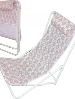 SKLÁDACÍ PLÁŽOVÉ LEHÁTKO S OPĚRKOU HLAVY MODRÉ A ORANŽOVÉ