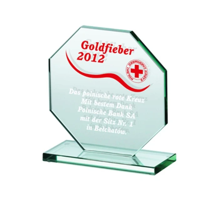 Gravírovaná skleněná trofej + malířská výplň Gravírovaná skleněná trofej + malířská výplň