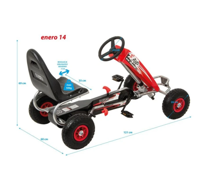 GOKART AUTO NA PEDAŁY ENERO 14 CZERWONY GOKART AUTO NA PEDAŁY ENERO 14 CZERWONY