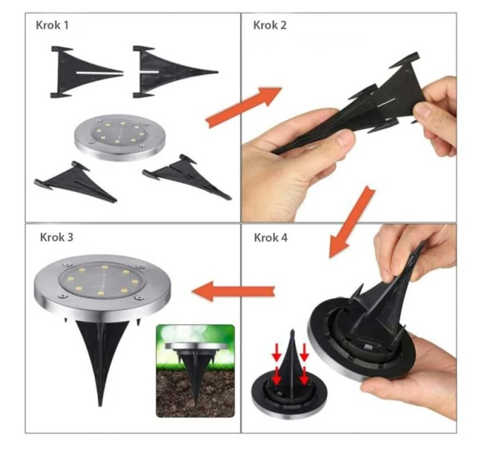 LAMPA SOLARNA 8 LED SMD DO WBICIA W PODŁOŻE KPL.4SZT LAMPA SOLARNA 8 LED SMD DO WBICIA W PODŁOŻE KPL.4SZT