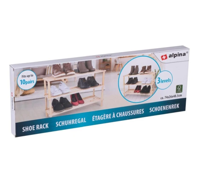 PÓŁKI REGAŁ NA BUTY 3 POZIOMY DREWNIANY ALPINA PÓŁKI REGAŁ NA BUTY 3 POZIOMY DREWNIANY ALPINA
