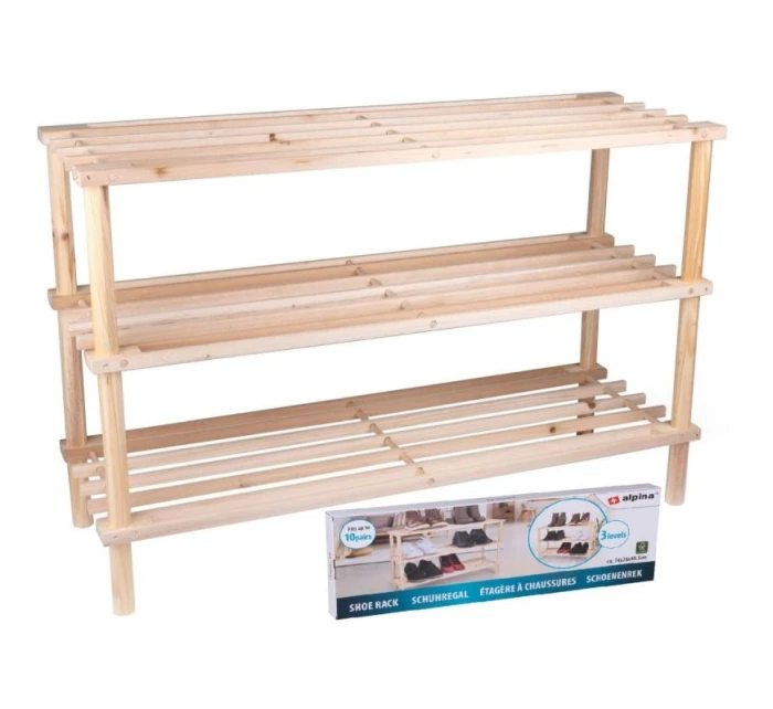 PÓŁKI REGAŁ NA BUTY 3 POZIOMY DREWNIANY ALPINA PÓŁKI REGAŁ NA BUTY 3 POZIOMY DREWNIANY ALPINA