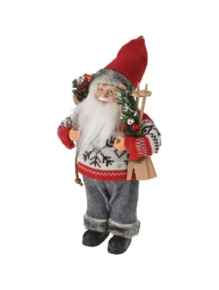 MIKOŁAJ ŚWIĄTECZNY DEKORACYJNY STOJĄCY DELUXE 30CM SZARO CZERWONY dětské