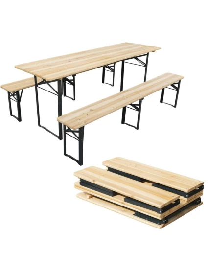 ZESTAW PIKNIKOWY BAROWY DREWNIANY STÓŁ I 2 ŁAWKI SKŁADANY ZESTAW PIKNIKOWY BAROWY DREWNIANY STÓŁ I 2 ŁAWKI SKŁADANY
