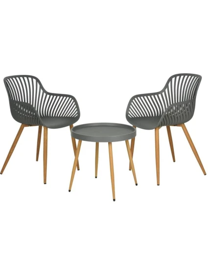 ZESTAW MEBLI BALKONOWYCH STÓŁ I 2 KRZESŁA SZARY ZESTAW MEBLI BALKONOWYCH STÓŁ I 2 KRZESŁA SZARY