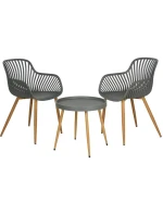 ZESTAW MEBLI BALKONOWYCH STÓŁ I 2 KRZESŁA SZARY ZESTAW MEBLI BALKONOWYCH STÓŁ I 2 KRZESŁA SZARY