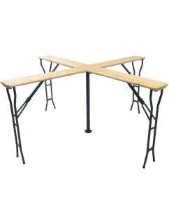 DŘEVĚNÝ BAROVÝ PIKNIKOVÝ STŮL KŘÍŽOVÝ SKLÁDACÍ