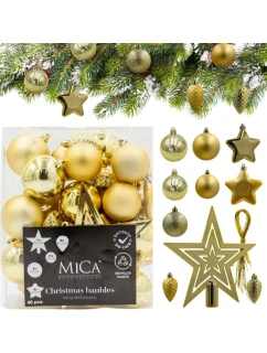 BOMBKA DEKORACYJNA PLASTIKOWA BEZPIECZNA 40SZT ZŁOTA MICA