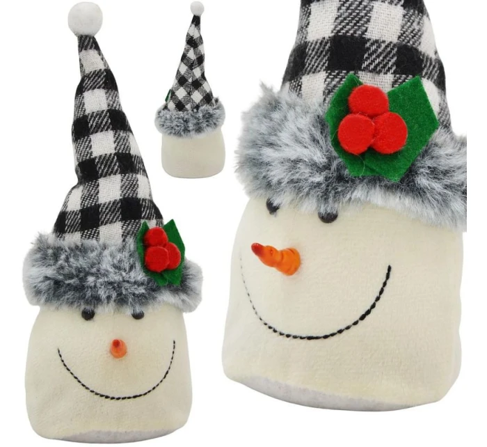 BAŁWANEK DEKORACYJNY 20CM Z CZAPKĄ W BIAŁO CZARNĄ KRATKĘ BAŁWANEK DEKORACYJNY 20CM Z CZAPKĄ W BIAŁO CZARNĄ KRATKĘ