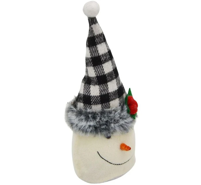 BAŁWANEK DEKORACYJNY 20CM Z CZAPKĄ W BIAŁO CZARNĄ KRATKĘ BAŁWANEK DEKORACYJNY 20CM Z CZAPKĄ W BIAŁO CZARNĄ KRATKĘ