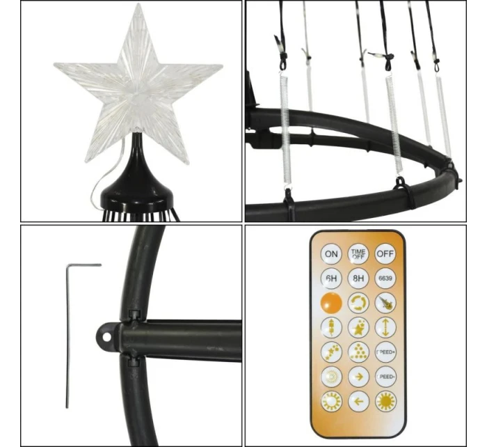 VÁNOČNÍ STROMEK DEKORATIVNÍ 154LED TEPLÁ BÍLÁ 150CM ČERNÁ VÁNOČNÍ STROMEK DEKORATIVNÍ 154LED TEPLÁ BÍLÁ 150CM ČERNÁ