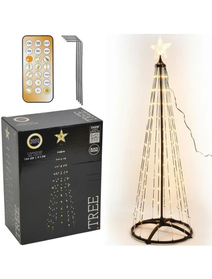 VÁNOČNÍ STROMEK DEKORATIVNÍ 154LED TEPLÁ BÍLÁ 150CM ČERNÁ VÁNOČNÍ STROMEK DEKORATIVNÍ 154LED TEPLÁ BÍLÁ 150CM ČERNÁ