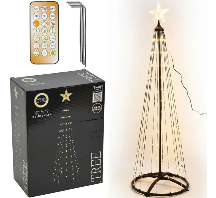 VÁNOČNÍ STROMEK DEKORATIVNÍ 154LED TEPLÁ BÍLÁ 150CM ČERNÁ VÁNOČNÍ STROMEK DEKORATIVNÍ 154LED TEPLÁ BÍLÁ 150CM ČERNÁ