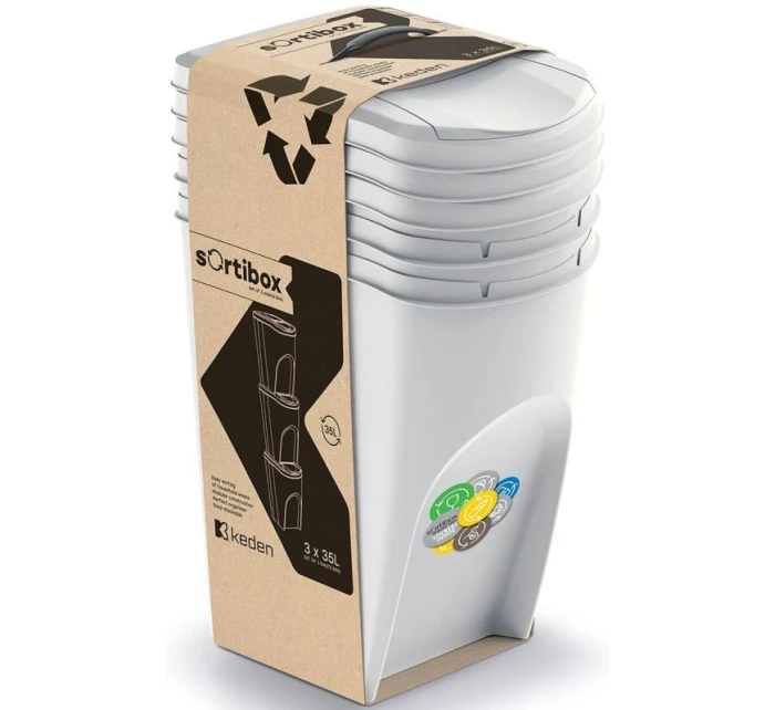 ŚMIETNIK KOSZE NA ŚMIECI 35 L SORTIBOX SET3 SZT. POPIELATY dětské ŚMIETNIK KOSZE NA ŚMIECI 35 L SORTIBOX SET3 SZT. POPIELATY dětské