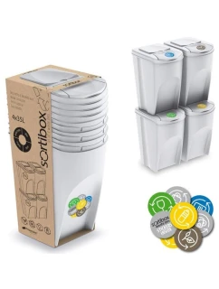 ODPADKOVÉ KOŠE 35 L SORTIBOX SET4 BALENÍ DIETNÍ ŠEDÁ