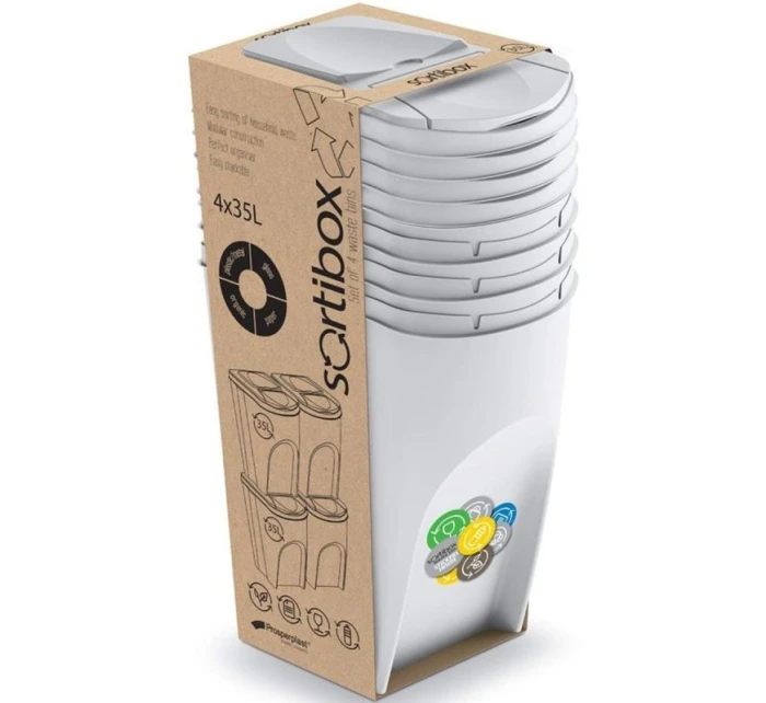 ODPADKOVÉ KOŠE 35 L SORTIBOX SET4 BALENÍ DIETNÍ ŠEDÁ ODPADKOVÉ KOŠE 35 L SORTIBOX SET4 BALENÍ DIETNÍ ŠEDÁ